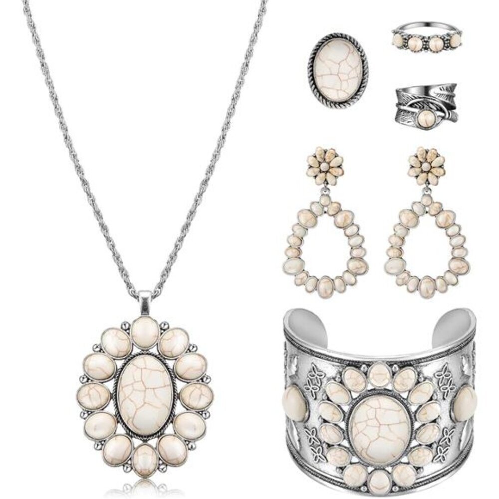 Faux Cream Bohemian Turquoise Set Women Western/Bohemian Jewelry Set